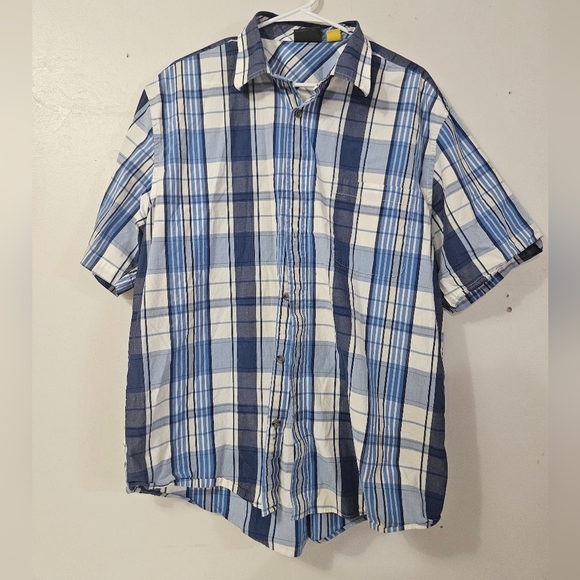 Cabelas Blue And White Plaid Button Down Polo Shirt! - Picture 1 of 7